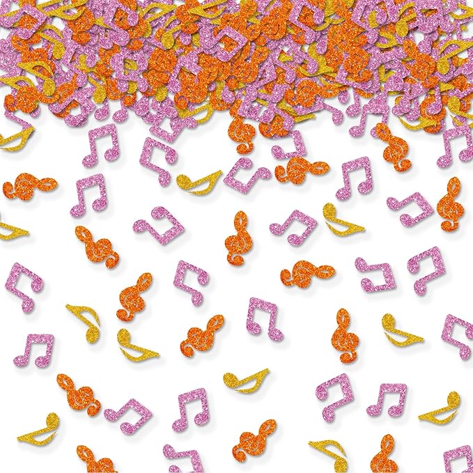 100pcs Music Note Confetti, Gold&Pink Glitter Musical Table Confetti for Baby Shower, Music Theme Birthday Paper Scatters, Anniversary/Wedding Party Table Decoration