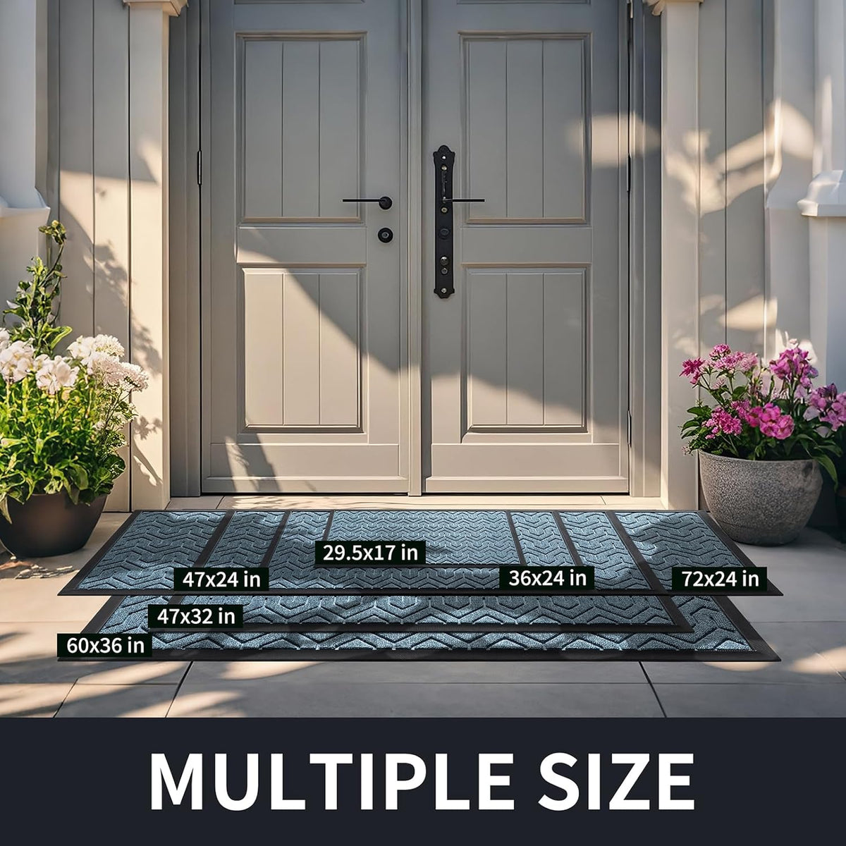 Yimobra Large Door Mat Outside Entrance 36x24, Waterproof Heavy Duty Outdoor Mats for Front Door, Non Slip Rubber Entry Mat for Garage Patio, Easy Clean, Mix Blue