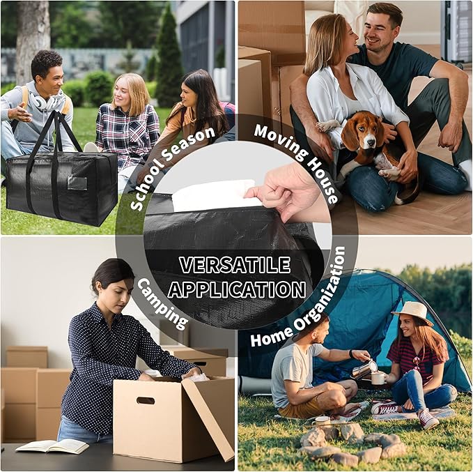 Heavy Duty Extra Large Moving Bags,121 Gallon Jumbo Packing Bags,Huge Moving Storage Bags with Strong Zippers & Carrying Handles,Reusable Big Moving Storage Totes for College Dorm Travel 1Pack