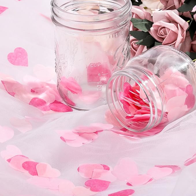 Whaline 6000pcs Valentine's Day Heart Paper Confetti 1 Inch Pink Tissue Confetti Valentine Party Heart Table Decorations for Wedding Engagement Anniversary Birthday Baby Shower Party Decor