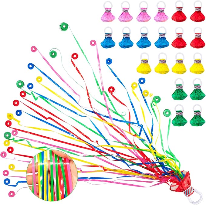 Confetti Poppers, 20 Pack Plastic No Mess Streamers, Party Poppers for Birthday,Wedding,Celebrations,Graduation Party (Colorful 2, 20 Pack)
