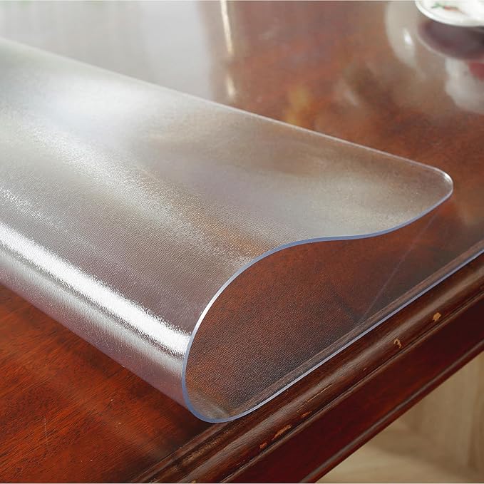 Frosted Clear Table Protector 42 x 42 Inch, 2mm Thick Plastic Table Cover, Waterproof PVC Clear Table Cover Protector, Desk Protector Mat, Writing Desk Pad for Desktop, Coffee & Dining Room Table