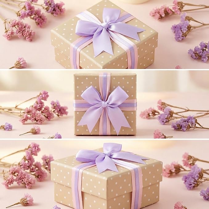 Purple Gift Wrap Bows – 50pcs 3.3 Inch Elegant Satin Bows for Gift Wrapping, Wedding Decor, Baby Shower, Party Decorations, Birthday, Easter, Christmas, Anniversary, DIY Crafts, Gift Bags