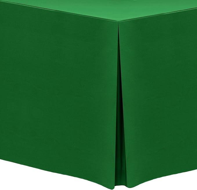 Ultimate Textile -3 Pack- 5 ft. Fitted Polyester Tablecloth - Fits 30 x 60-Inch Banquet and Folding Rectangular Tables - 42" H, Emerald Green