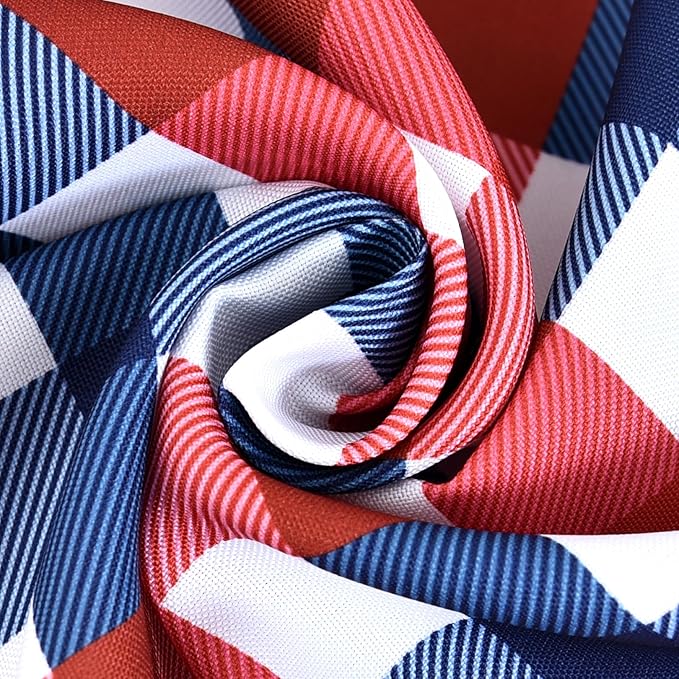 Classic Gingham 4th of July Tablecloth Fabric - Oblong 58x144 Inch Patriotic Party Table Cloth for Indoor Outdoor - American Theme Table Cover for Picnics and Parties