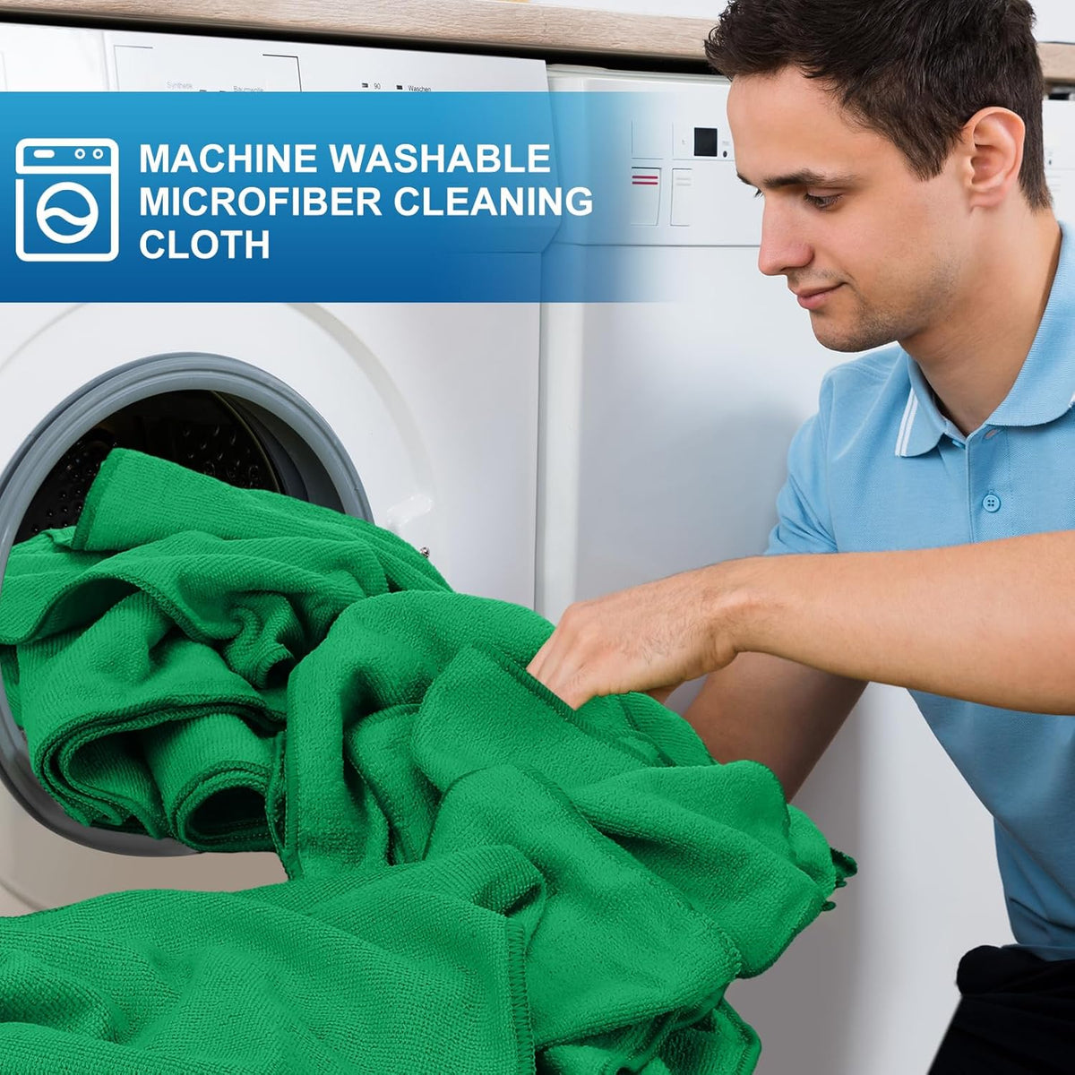 Tenare 100 Pack 12'' x 12'' Microfiber Cleaning Cloths Reusable Cleaning Rags Bulk Microfiber Towels Softer Highly Absorbent Washcloths for House