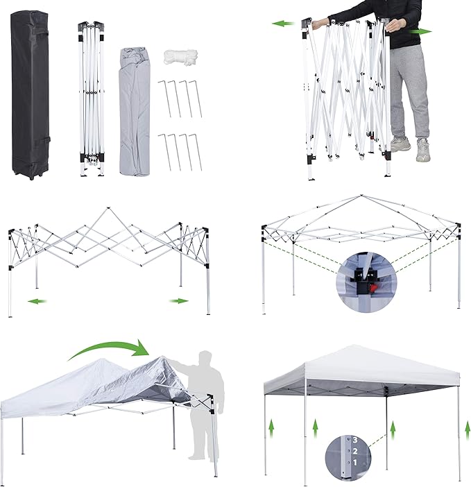 JupiterForce 10 x 10 Pop Up Canopy Tent Sun Protection Waterproof Instant Shelter Portable Folding Canopy with Roller Carry Bag, White