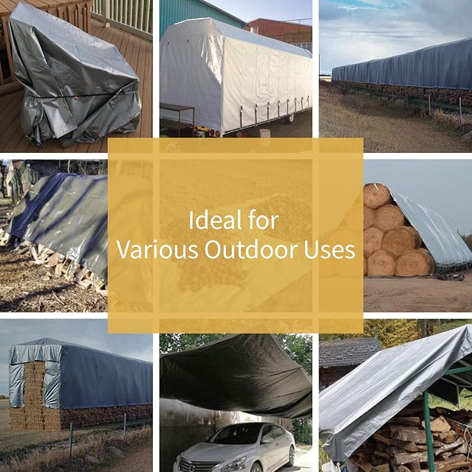 GUARD SHIELD Heavy Duty Tarp 20x40 Feet Silver/Black Multi Purpose Thick Waterproof Poly Tarp Cover 10mil