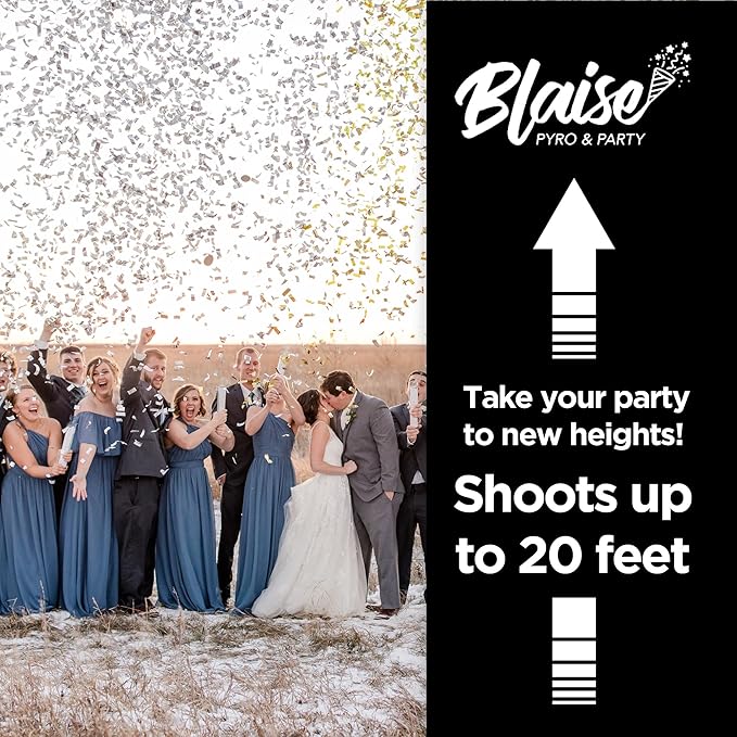 Blaise Pyro & Party White Confetti Poppers - Large Confetti Poppers for Weddings, Engangements, & Graduations - Water-Soluble & Easy Clean-Up - 6 Pack, 12 Inch