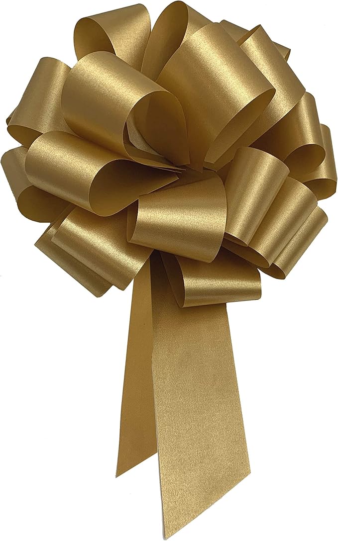 Large Gold Ribbon Pull Bows - 9" Wide, Set of 6, St. Patrick's Day, St. Paddy's Day, Gift Wrapping, Wreaths, Bows, Present