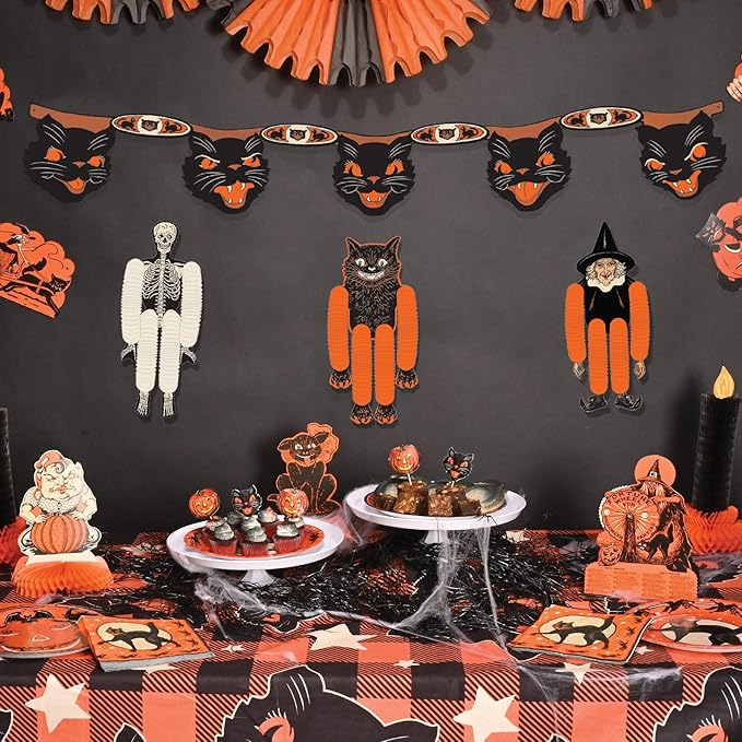 Beistle 2 Piece Vintage Halloween Party Decorations - Black Cat Banners