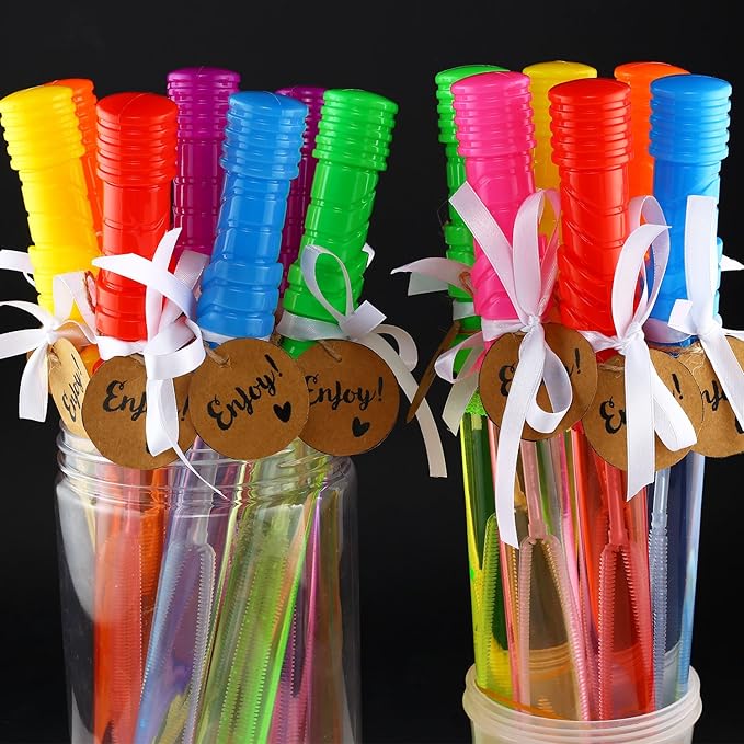 Bubble Wand, 14" Big Bubble Wand Set(14 Pack 7 Colour), Non-Toxic Smelless Bubble Toy for Kids Child Birthday Party Favor Wedding Summer Outdoor Activity Bathroom Bath Toys, by MAPIXO