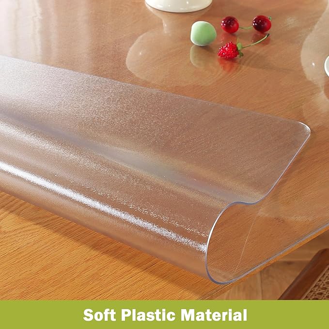 Frosted Clear Table Protector 38 x 72 Inch, 1.5mm Thick Plastic Table Cover, Waterproof PVC Clear Table Cover Protector, Desk Protector Mat, Writing Desk Pad for Desktop, Coffee & Dining Room Table
