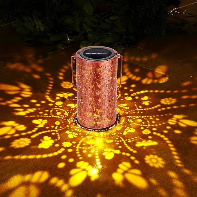Homemory Bee Solar Lanterns Outdoor Waterproof, Birthday Gifts for Women Mom Grandma, LED Solar Lights Metal Decoration Outside for Yard, Patio, Backyard, Porch, Lawn