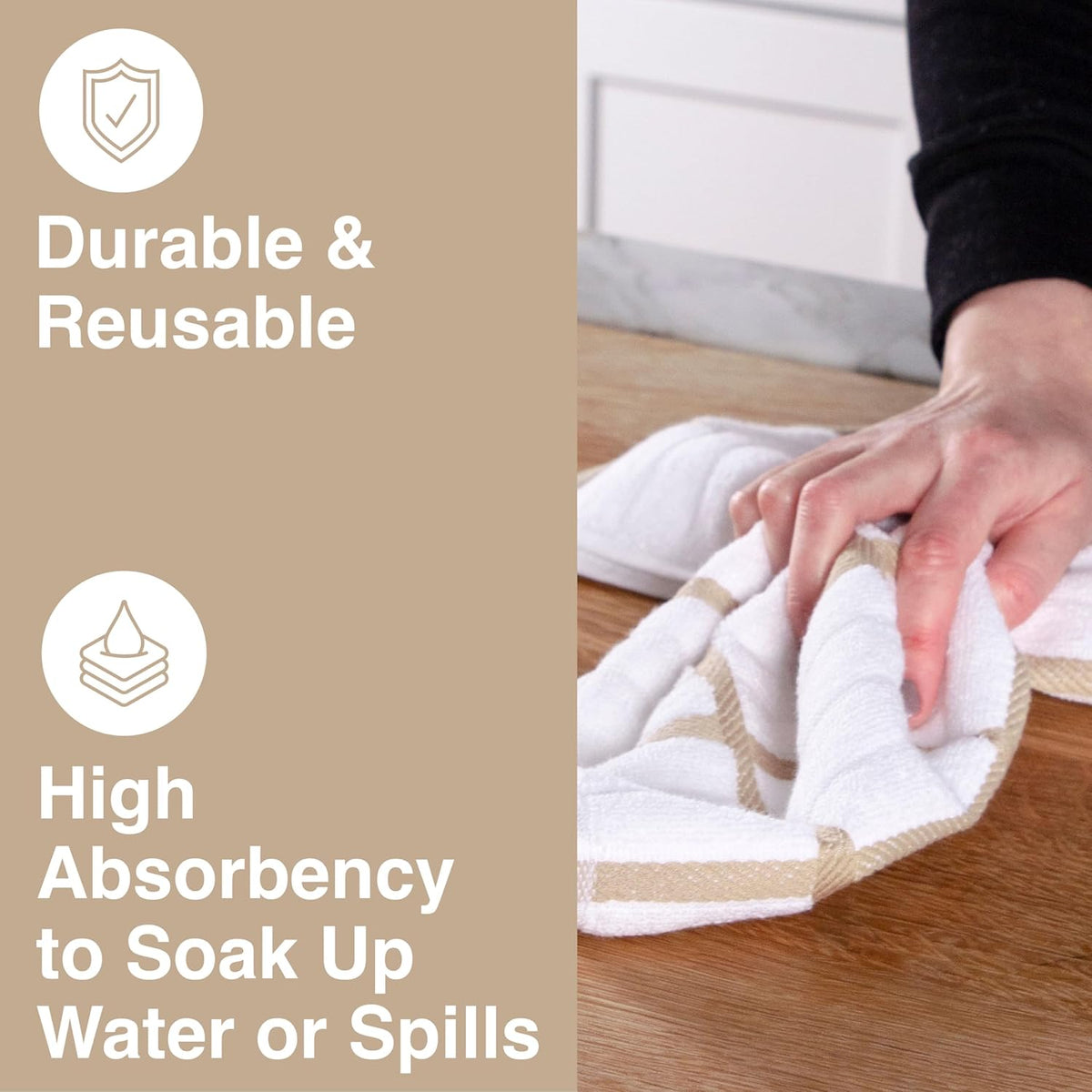 All-Clad Checked Kitchen Towel: Highly Absorbent, Super Soft Long Lasting - 100% Cotton, 17"x30" Tea Towel for Cleaning & Drying Dishes, Pans
