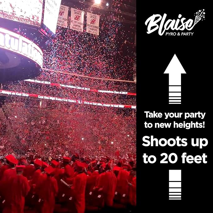 Blaise Pyro & Party Red Confetti Poppers - Easy to Use Paper Confetti Poppers for Weddings, Birthdays, Anniversaries & More - Colorful Confetti Cannon for Memorable Photos - 6 Pack, 12 Inch