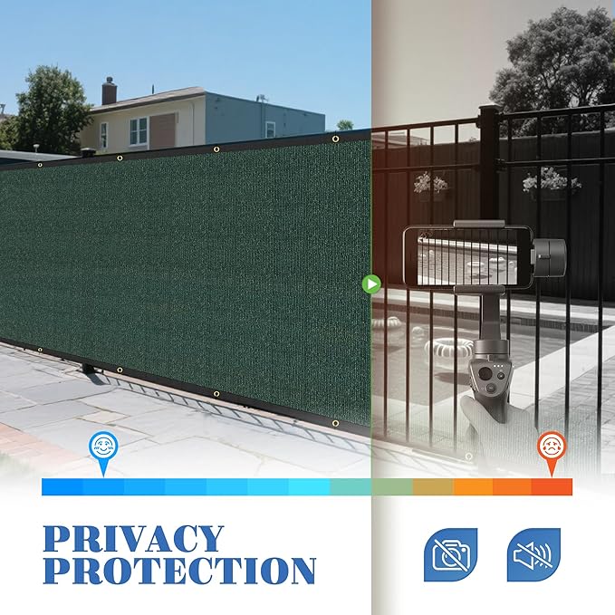 ECOOPTS 4'x264' Privacy Fence Screen Windscreen with Copper Grommets, Fit for Commercial Fence and Residential Garden Outdoor 90% UV Blockage, Cable Zip Ties Included (Green)