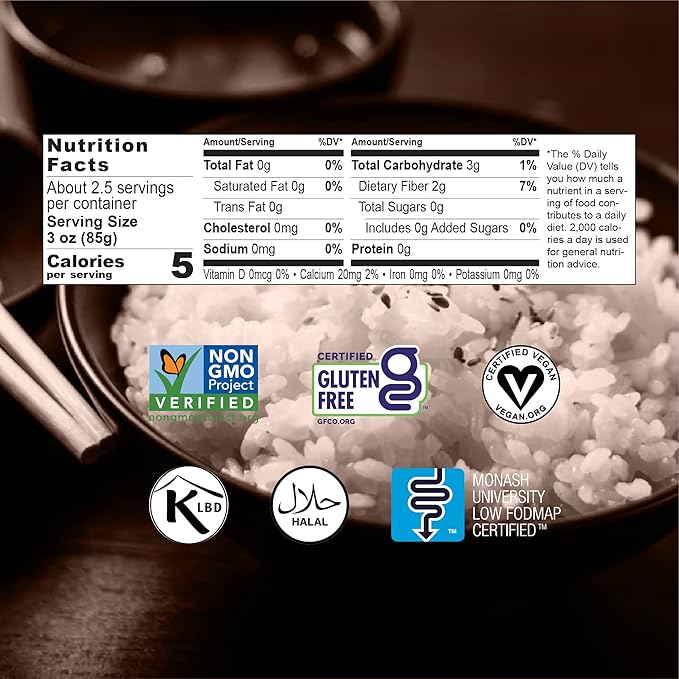 Miracle Noodle Konjac Rice - Keto, Plant-Based, Gluten, Grain & Soy Free, Low in Carbs & Calories, Perfect for Stir-Fry, Pilaf, & Pudding - 8 Oz