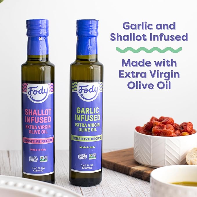 Fody Foods Garlic & Shallot Infused Extra Virgin Olive Oil, 8.45 Oz (Pack of 2), Low Fodmap Certified, Gut & IBS Friendly, Cold-Pressed, Vegan