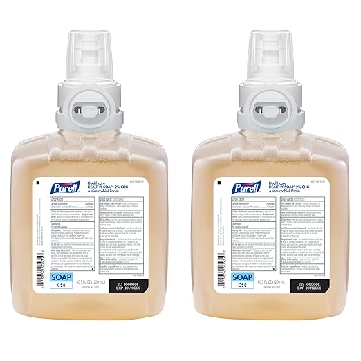 PURELL Foam Handwash 2% CHG Antimicrobial Foam, Fragrance Free, 1200 mL Foam Hand Soap Refill for PURELL CS8 Automatic Soap Dispenser (Pack of 2) – 7881-02 - Manufactured by GOJO, Inc.