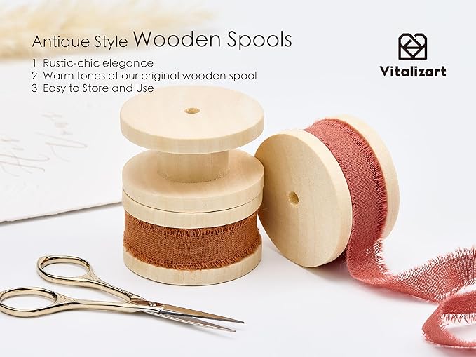 Vitalizart Fall Ribbon Cotton Handmade Fringe 5/8" x 21 Yd Terracotta & Khaki Pure Natural Cotton Ribbons for Gift Wrapping Wedding Invites Bridal Shower Bouquets Holiday Decor