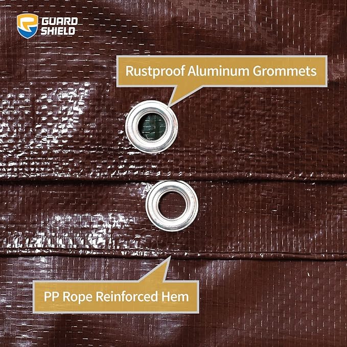 GUARD SHIELD Brown/Green Tarp 10x10 Feet Medium Duty Outdoor Waterproof Multi Purpose Poly Tarps Cover 7mil