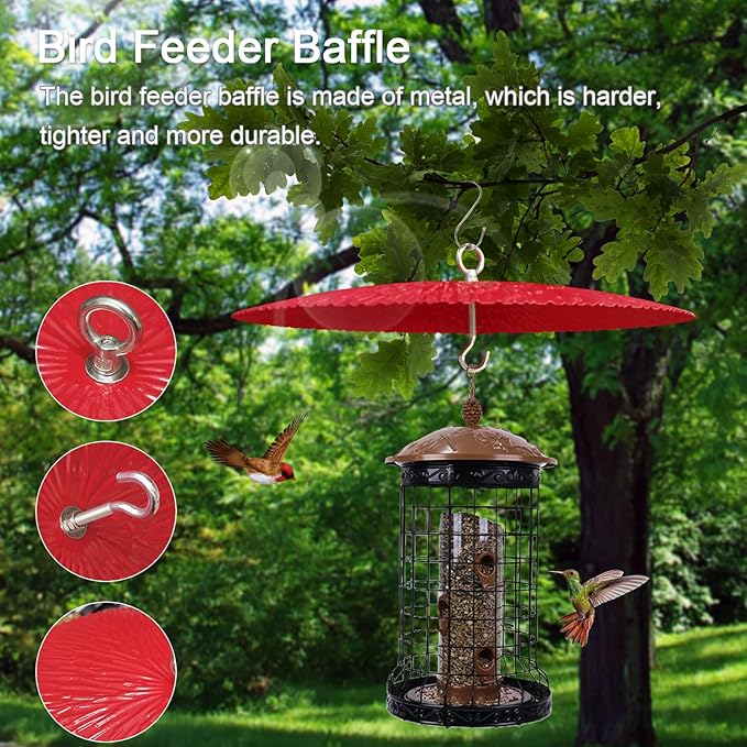 13" Bird Feeder Baffle, Metal Hummingbird Feeder Rain Guard, Metal Hanging Baffle Weather Guard Cover for Outside
