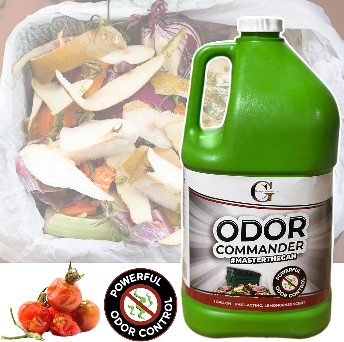 Garbage Commander Odor Commander, Odor Control Spray Bottle, 1 Gallon Refill, Lemongrass Scent - Proudly Made in Canada