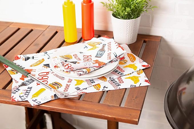 DII Outdoor Tabletop Collection, Stain Resistant & Waterproof, Napkin Set, Barbeque