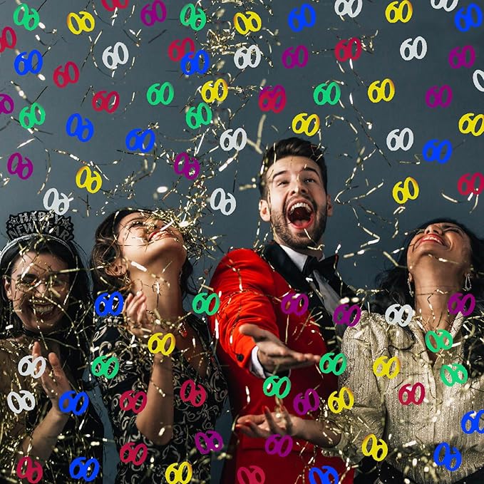 Confetti 60 Confetti 60th Birthday Decoration Scatter Party Glitter Metallic Table Decoration for Anniversary Birthday Retirement event Supplies.(60 Color)