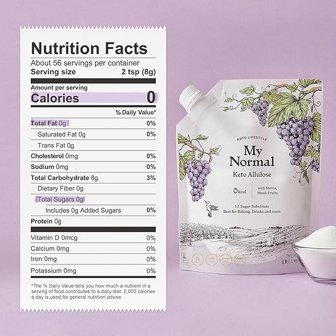 My Normal Keto Powdered Allulose 16oz - Allulose, Monk Fruit & Stevia Blend, 99.8% Allulose, 1:1 Sugar Substitute, Non GMO, Gluten Free