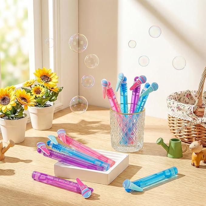Jenaai 24 Pcs Music Bubble Wands Kpop Microphone Bubbles Party Favors for Fan Meeting Anime Theme Birthday Party Goodie Gift Bag Stuffers Outdoor Activity