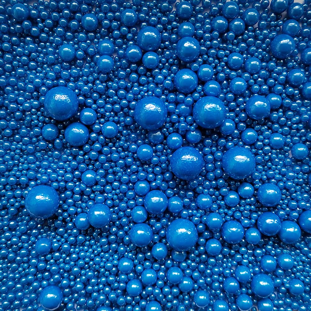 Edible Royal Blue Sugar Pearls Candy Sprinkles 120G/ 4.23Ounce Baking Cake Sprinkles Cupcake and Cake Topper Cookie Decorations Wedding Party