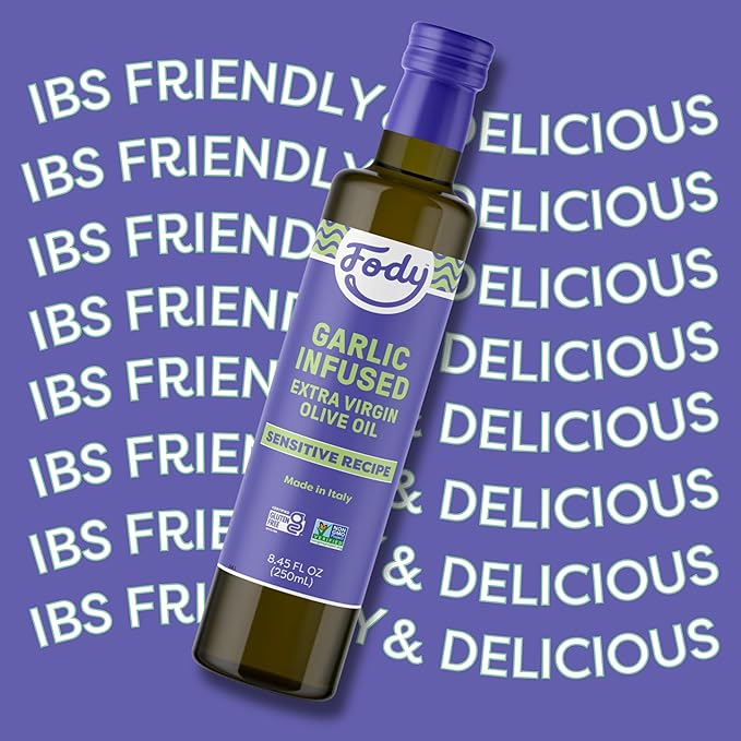 Fody Foods Garlic Infused Extra Virgin Olive Oil, 8.45 Oz, Low Fodmap Certified, Gut & IBS Friendly, Cold-Pressed, Vegan, Non-GMO, Gluten Free