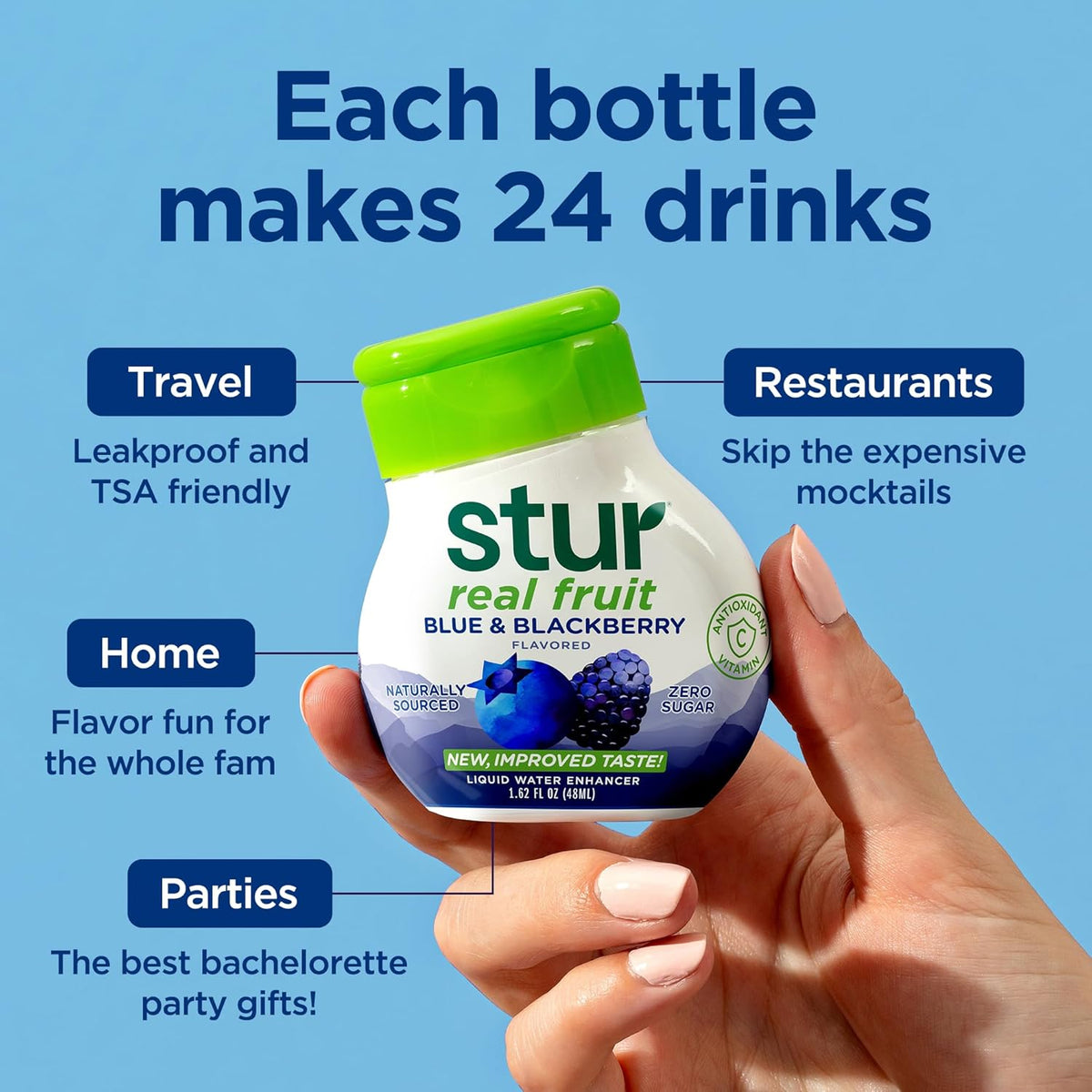 Stur Liquid Water Enhancer, Classic Variety Pack, Naturally Sweetened, High in Vitamin C & Antioxidants, Sugar Free, Zero Calories, Keto, Vegan