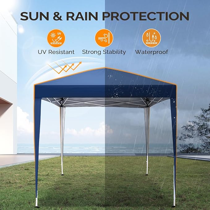 VINGLI 10x10 Pop Up Canopy Tent with Sidewalls, Outdoor Gazebo Canopy Tent, Patio Event Tents Outdoor Event Shelter for Parties (Blue)