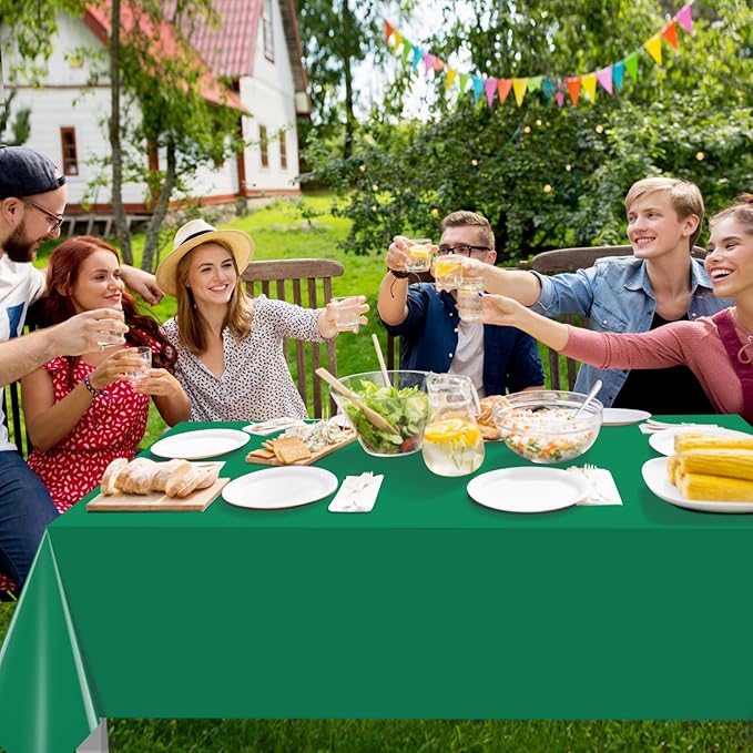 16 Pack Green Plastic Tablecloth for Rectangle Tables, Premium Decorative Green Disposable Table Cloths for Parties, Rectangle Party Table Cover for Birthday Anniversary Graduation Picnic, 54x108 Inch