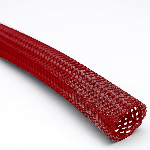 Electriduct 3/4" Hook Self Closing Sleeve Braid Wrap Around Sleeving Flame Retardant Flexible Mesh Cord Cover Cable Protector Wire Organizer - 10 Feet - Red