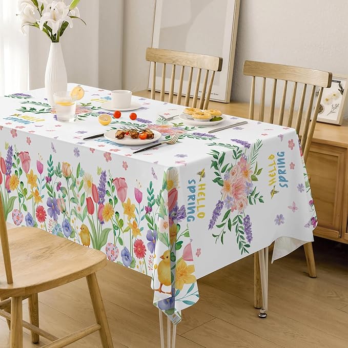 OHOME 2 Pack Spring Decorations - Spring Decorations for Home - Disposable Plastic Spring Tablecloth | Floral Tablecloth for Mothers Day Wildflower Butterfly Birthday Garden Party Decorations