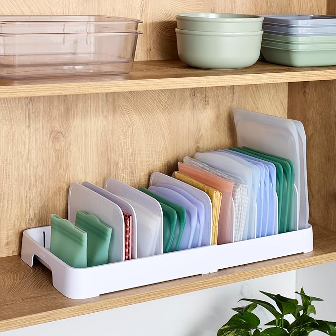 YouCopia StoraLid Expandable Food Container Lid Organizer with Tall Dividers, 40 Lid, Premium Edition
