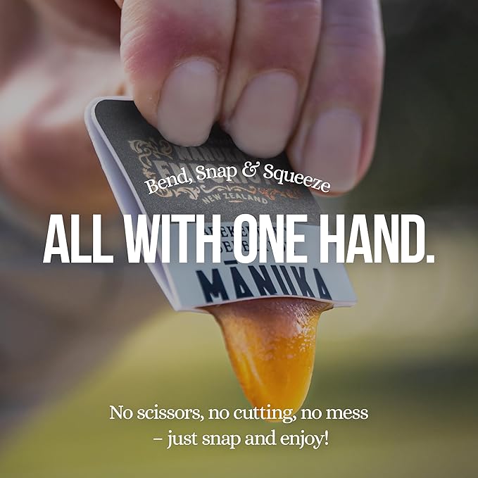 Manuka Emporium Raw Manuka Honey Packets MGO 829+, 24 x 0.18oz Extra-Potent Snaps, Certified Monofloral New Zealand Honey