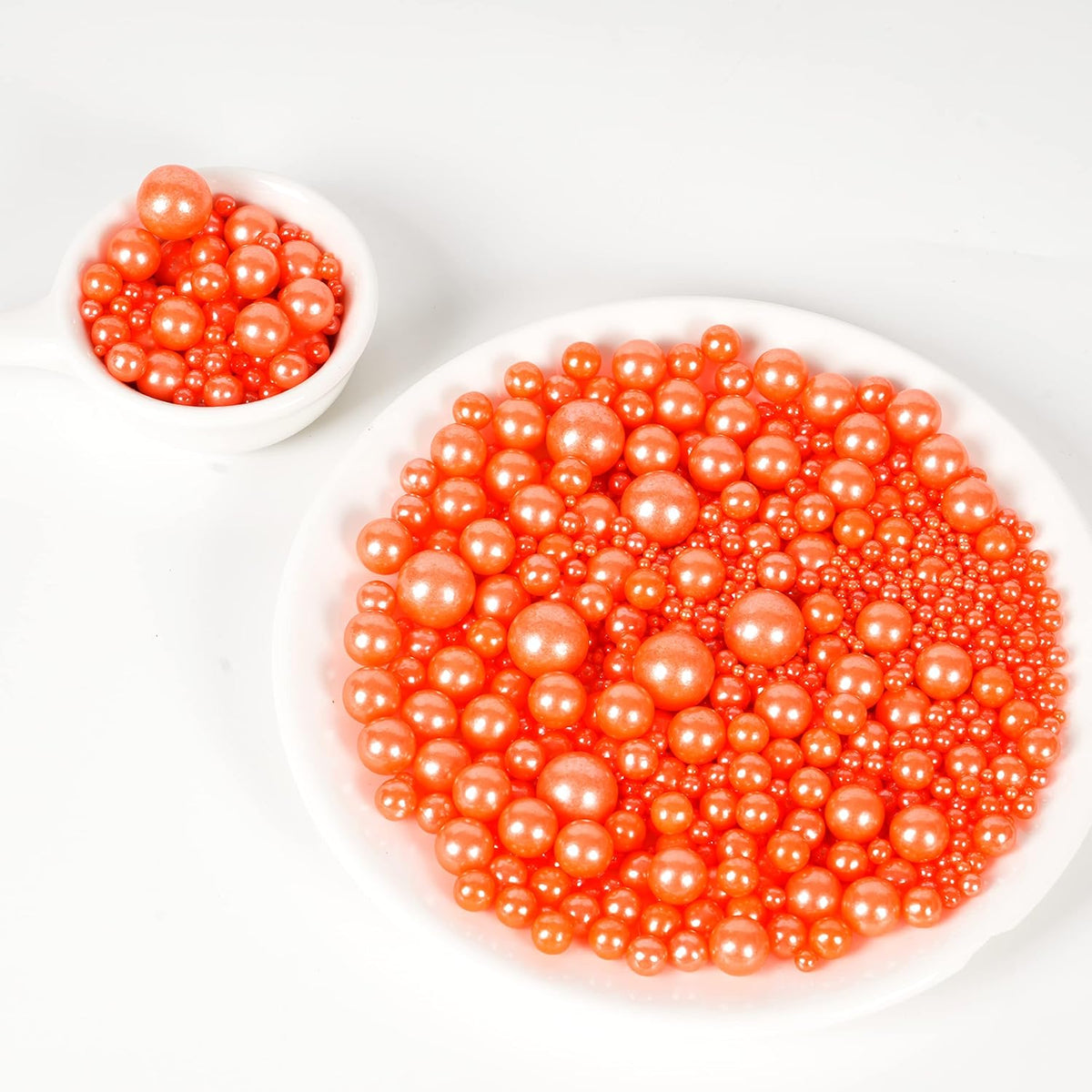 Kasvan Orange Pearl Sugar Sprinkles - Edible Candy Pearls 130g/4.58 Oz, Mix Size, Baking Cake Decorations, Ice Cream Toppings and Cookie Decorating
