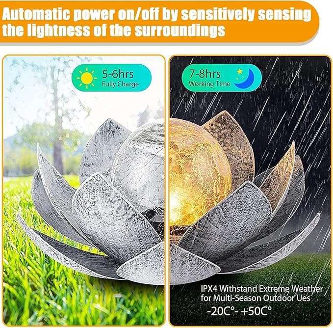 Solar Lanterns Outdoor Waterproof, Waterproof LED Metal Garden Decors for Patio, Yard, Lawn, Balcony, Outdoor Table, Ground