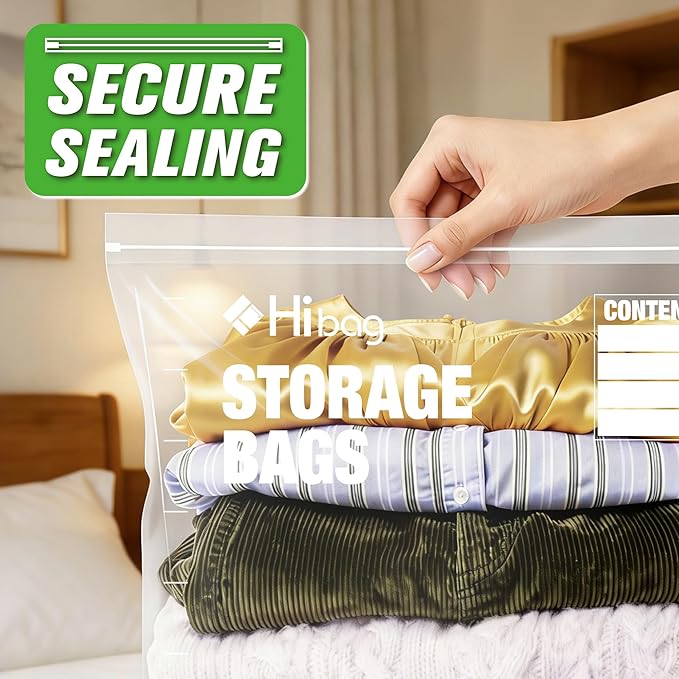 3 Gallon Extra Large Zippered Plastic Bags for Storage, 16'' x 18'', Clear Storage Bags for Clothes, Extra Thick 15 pack