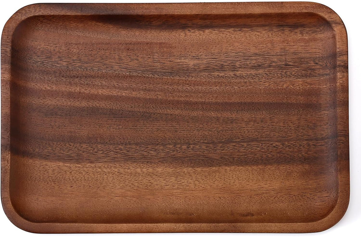 Serving Acacia Wood Valet Tray for Men Women, Catch All Acacia Mens Key Dump Bedside Nightstand Organizer EDC Decorative Wooden Tray for Phone Watch