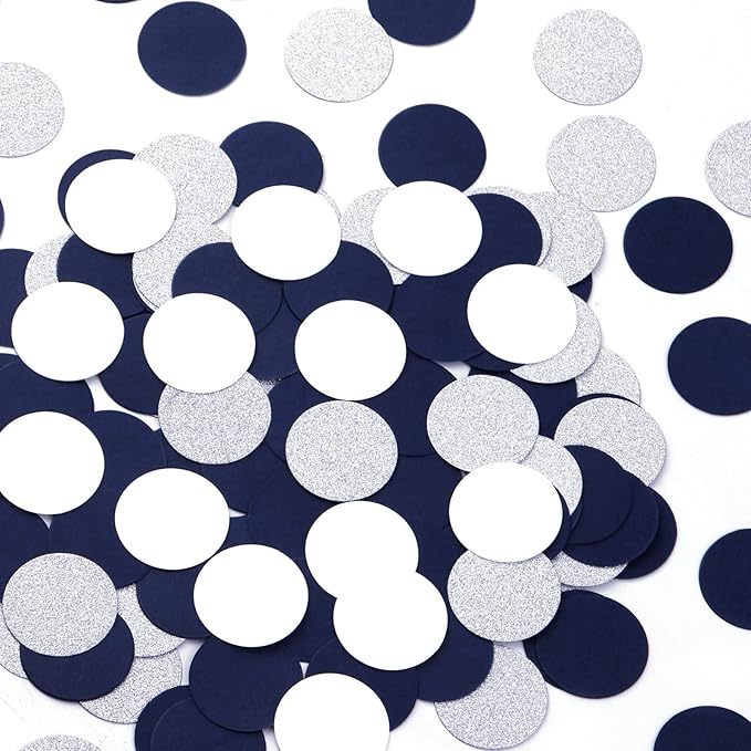 Navy-Blue White-Silver Party-Decorations Confetti - 300pcs Glitter Paper Decor Graduation Boys Birthday Table Confetti Mothers Faterhs Day Wedding Baby Shower Decoration Lasting Surprise