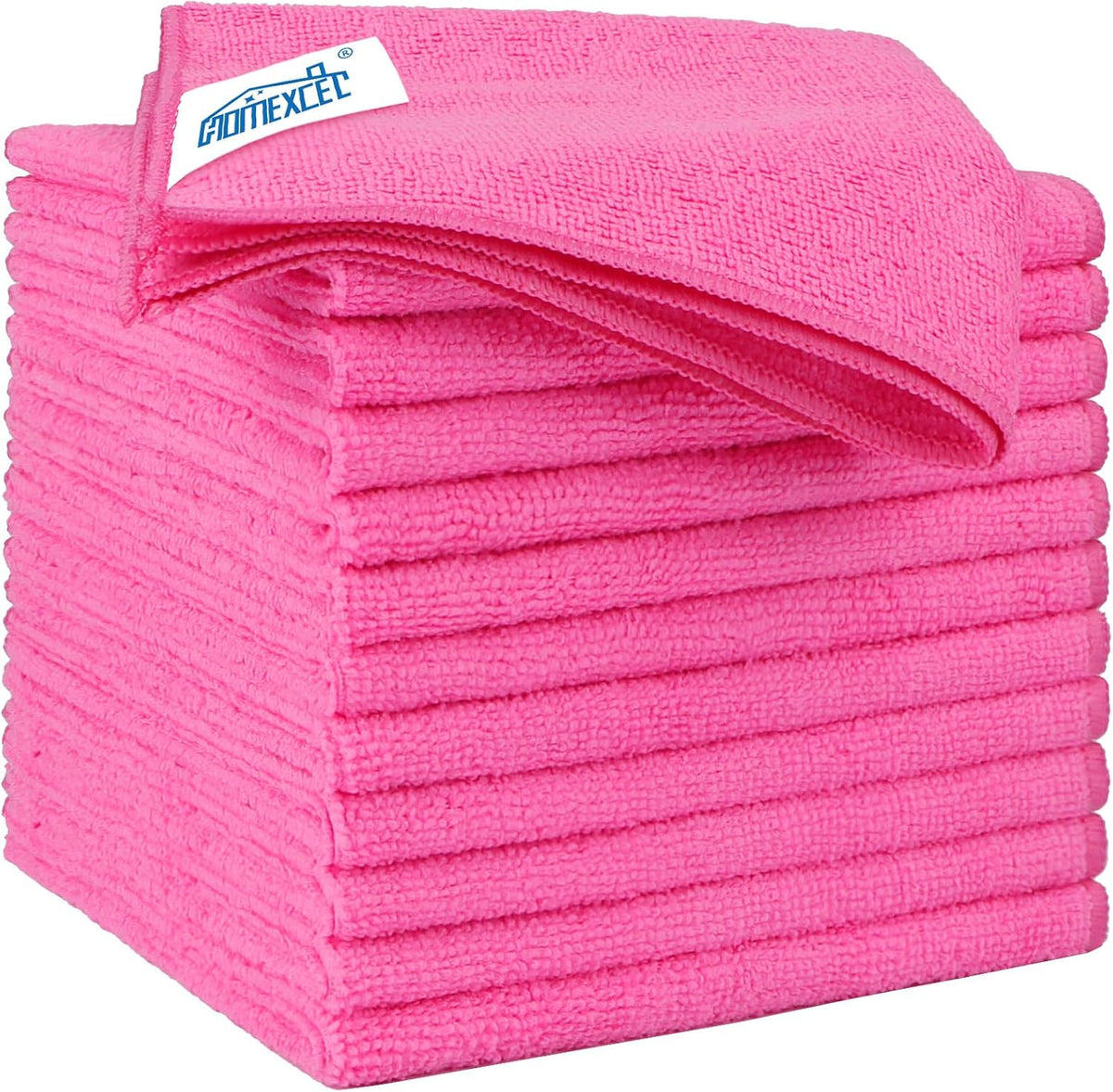 Homexcel Pink Microfiber Cleaning Cloth 12 Pack, 12.5 x 12.5 inch Microfiber Towels for Cars, Ultra Absorbent Car Washing Cloth