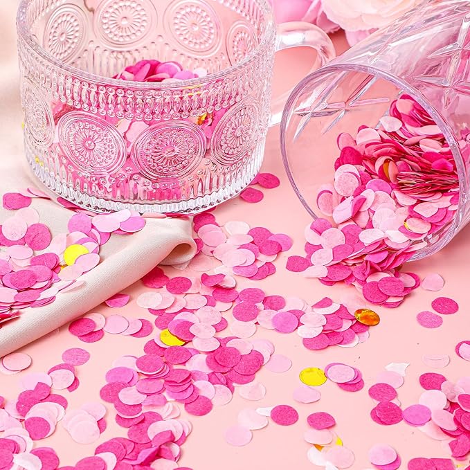 Bewudy 8000pcs Tissue Confetti Dots Table, Pink Party Confetti for Birthday Graduation Wedding Toss Groovy Fall Autumn Party