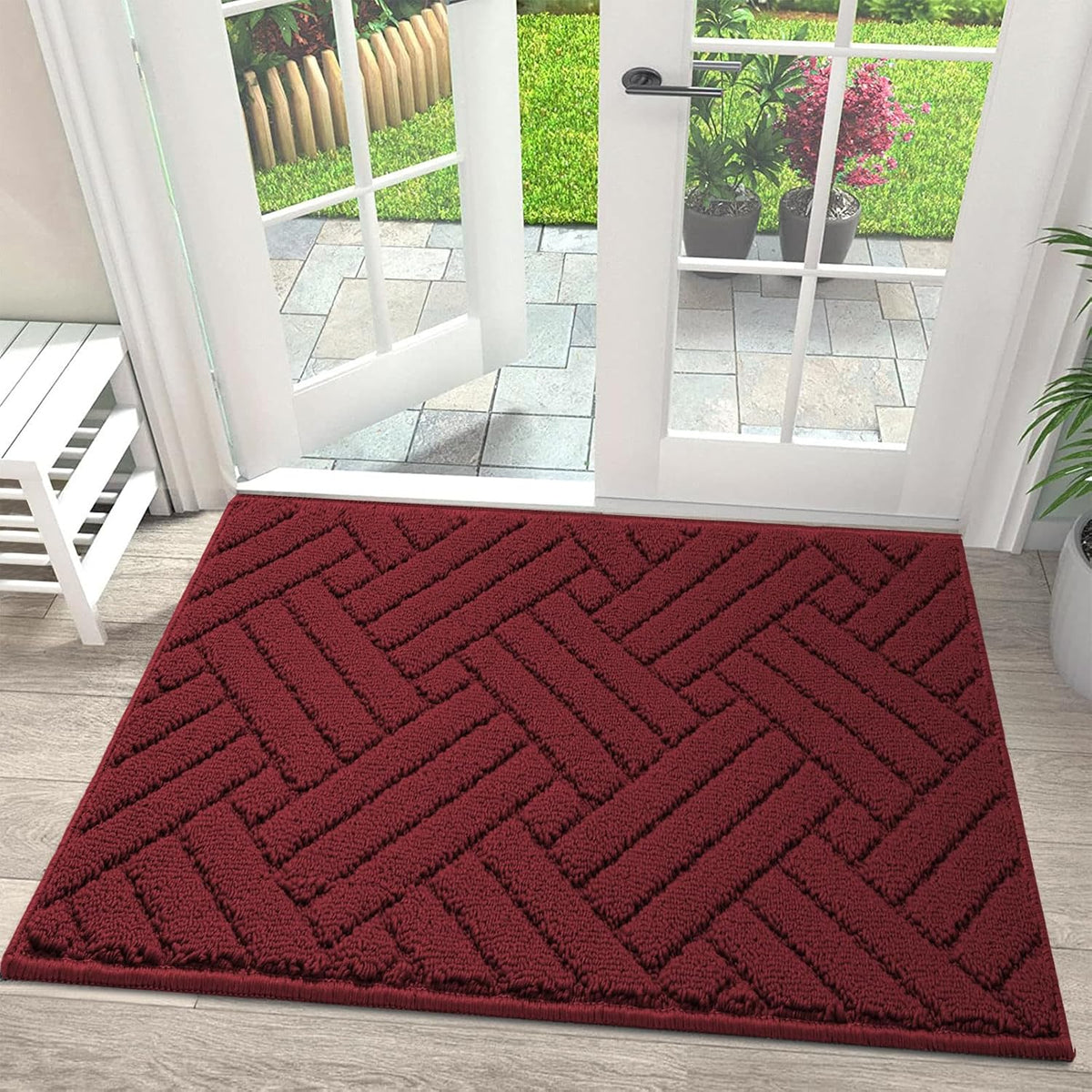 Door Mat Indoor Doormat, Entryway Rug Door Mats Non-Slip Rubber Backing, Heavy Duty Low-Profile Entrance Rugs, Absorbent Resist Dirt Doormats Floor Door mat for Entryway,Red 32"x48"
