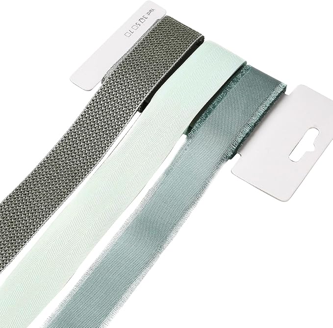 BEEFLYING 3 Styles 9 Yard Green Wire Edged Ribbons Wrapping Deco 25~28mm×2.7m Herringbone Ribbons Satin Ribbons for Wedding Party Deco Hair Bows Flower Designs Sewing and Craft